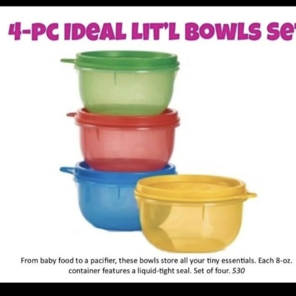 Tupperware Kids Bowl Set - Green, Red, Blue, Yellow